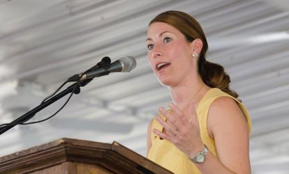 Alison Lundergan Grimes speaks at the 131th annual Fancy Farm Picnic on Aug. 6, 2011 in Fancy Farm, Ky.