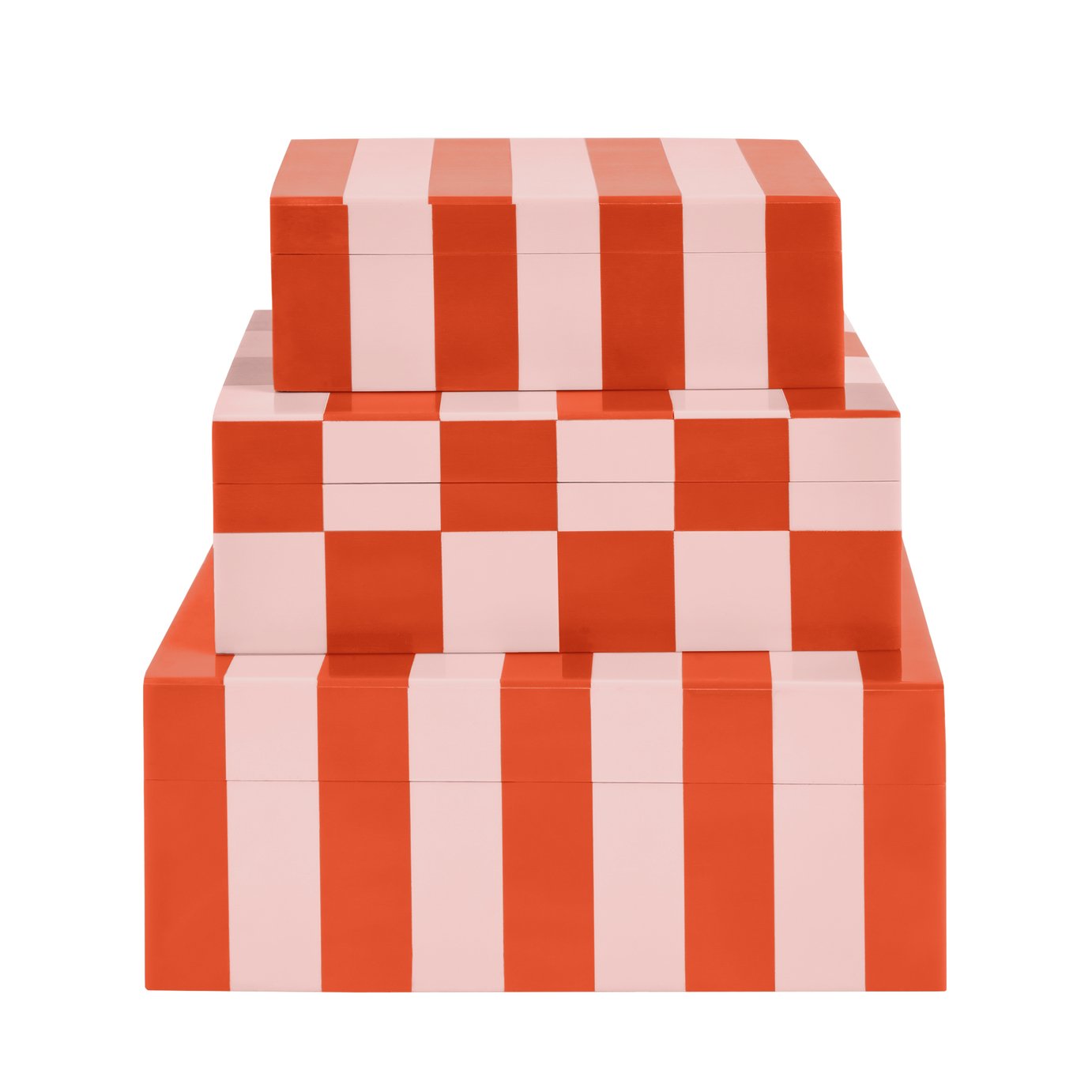 Habitat Brights Checkered Set of 3 Trinket Boxes - Pink &amp;amp; Red