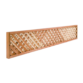 A wooden lattice fence topper