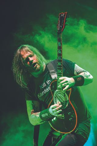 We thoroughly approve of Gary Holt’s ‘Hanneman: still reigning’ guitar art