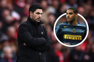 Arsenal boss Mikel Arteta with Adriano inset