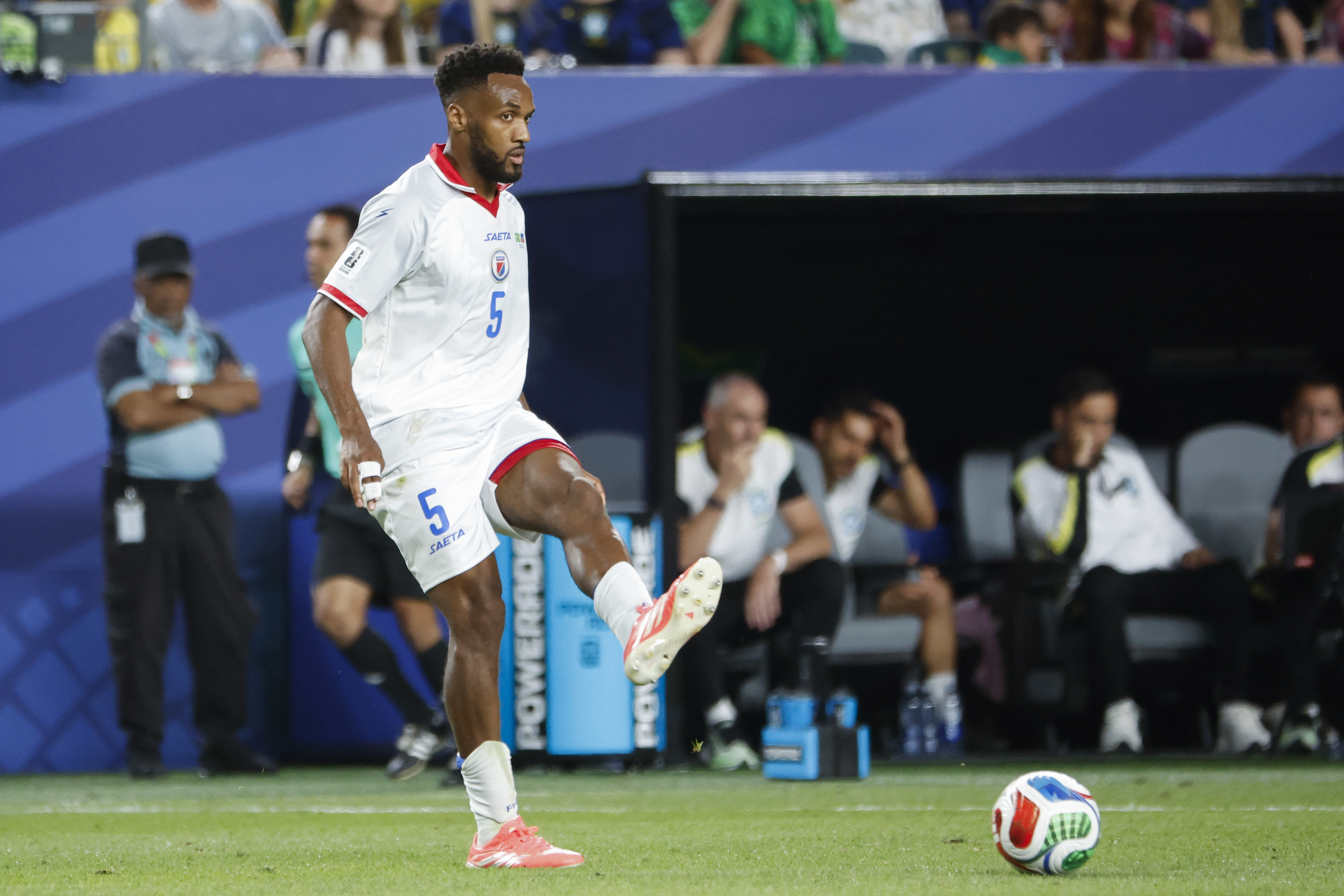 Hannes Delcroix of Haiti in World Cup game vs Brazil