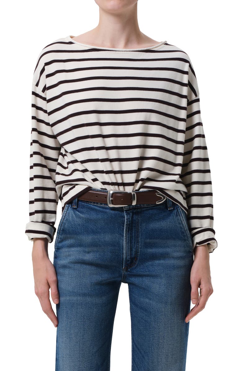 French Sailor Stripe Boat Neck Top