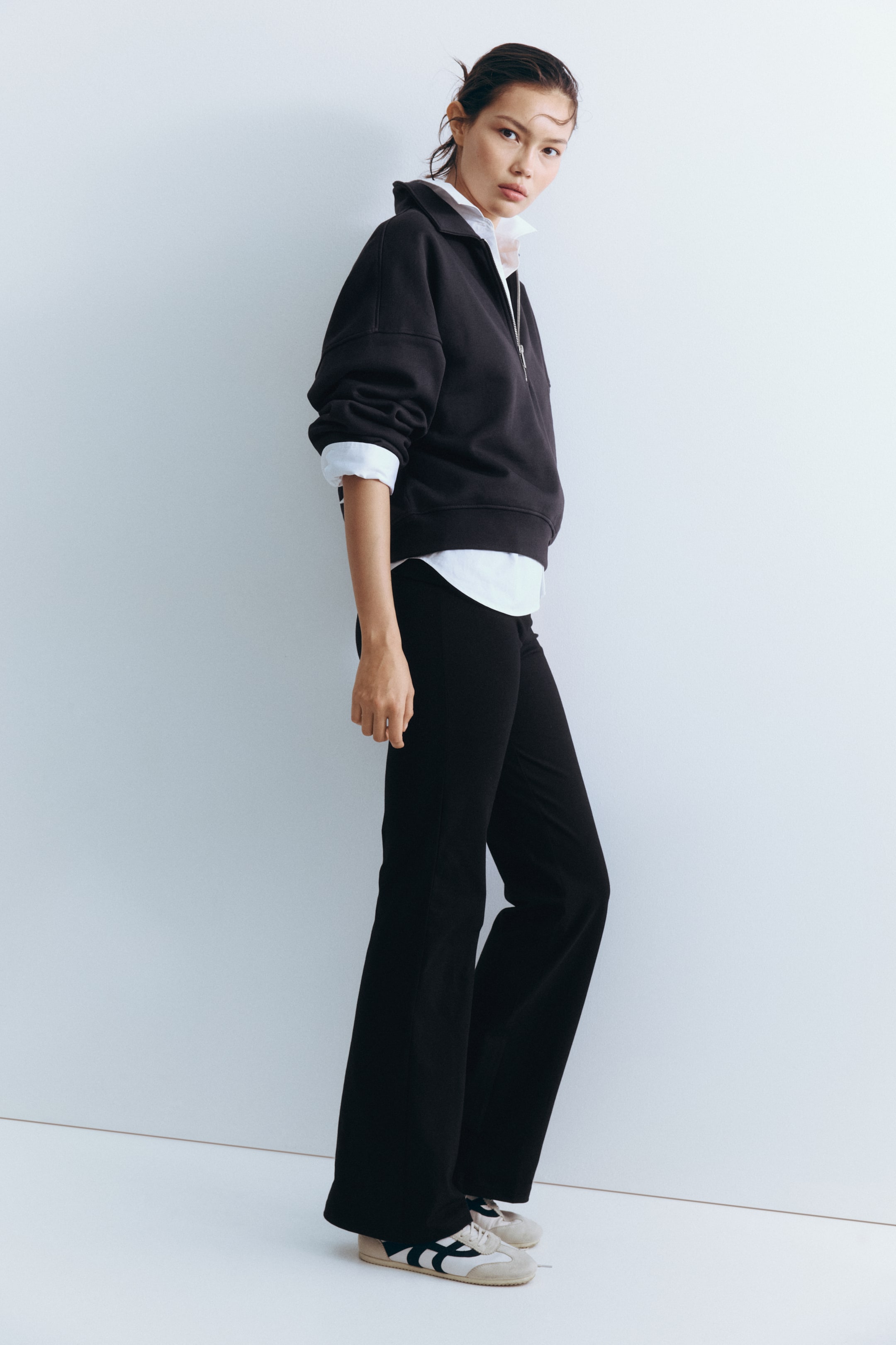 Foldover-Waist Cotton Pants