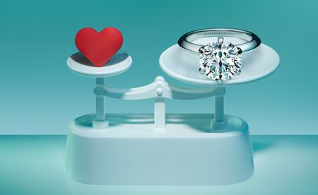 tiffany & Co campaign image of jewellery on blue backgroud