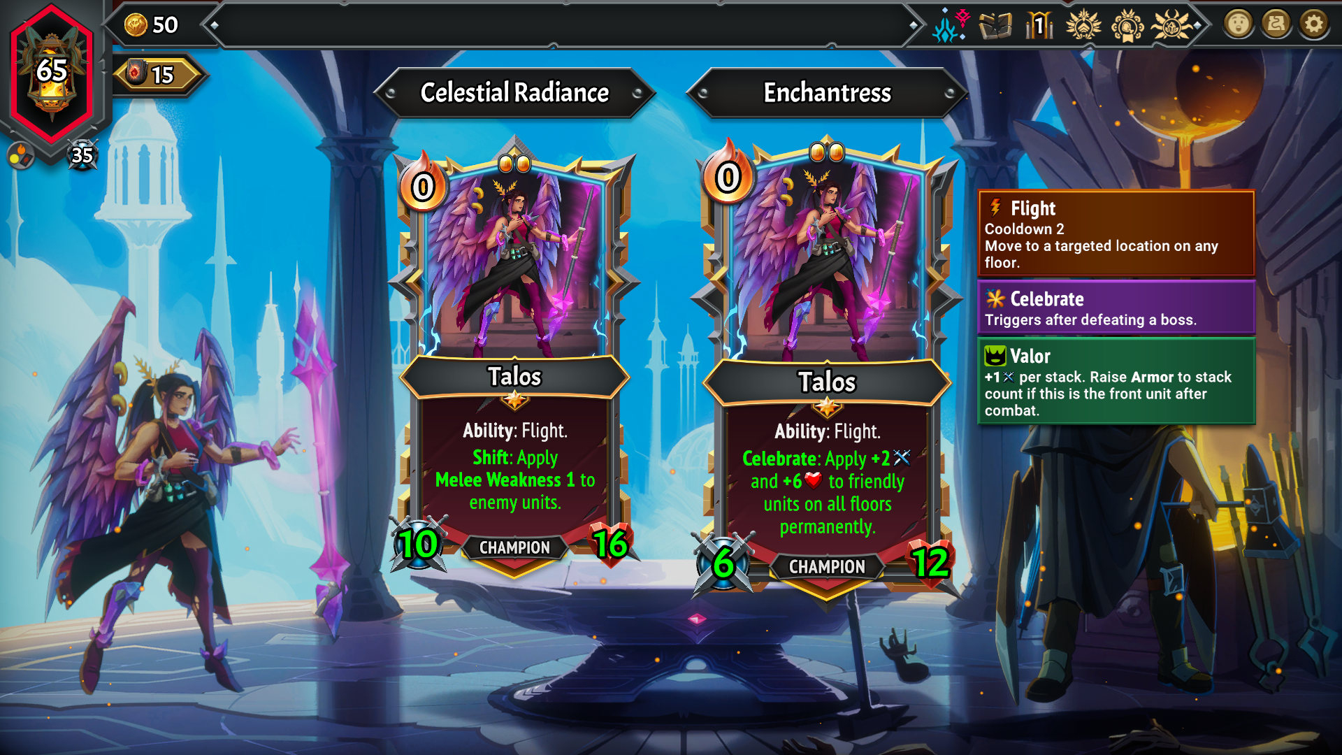 Choosing an upgrade for your champion in Monster Train 2.