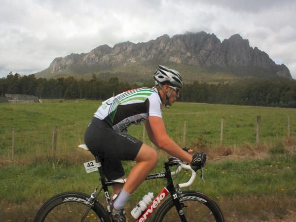 Chris Jahnz rides along a flat section of the course.
