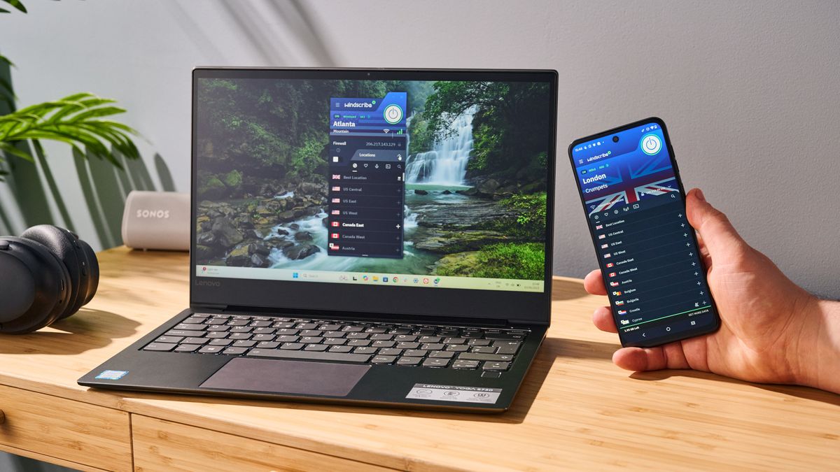 Windscribe Free apps on laptop and mobile