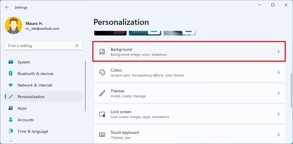 Open Background settings