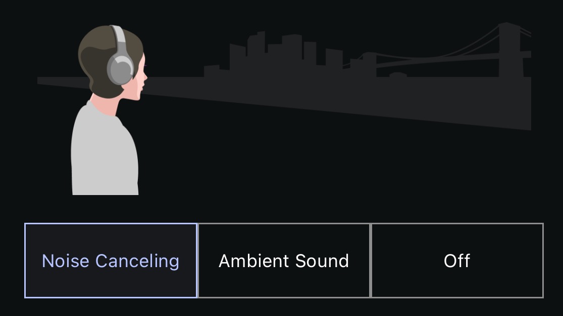 A screenshot of the Sony Sound Control app showing the Ambient Sound Control feature.