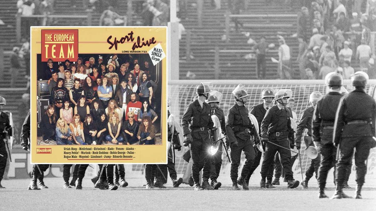 Police on the field at the 1985 European Cup Final, plus the cover art from the European Team&#039;s Sport Alive