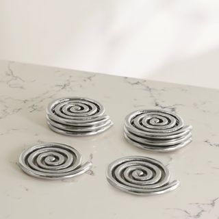 Sophie Lou Jacobsen + Etagere Spiral Set with eight nickel-plated coasters