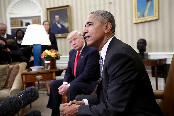 Barack Obama with Donald Trump.