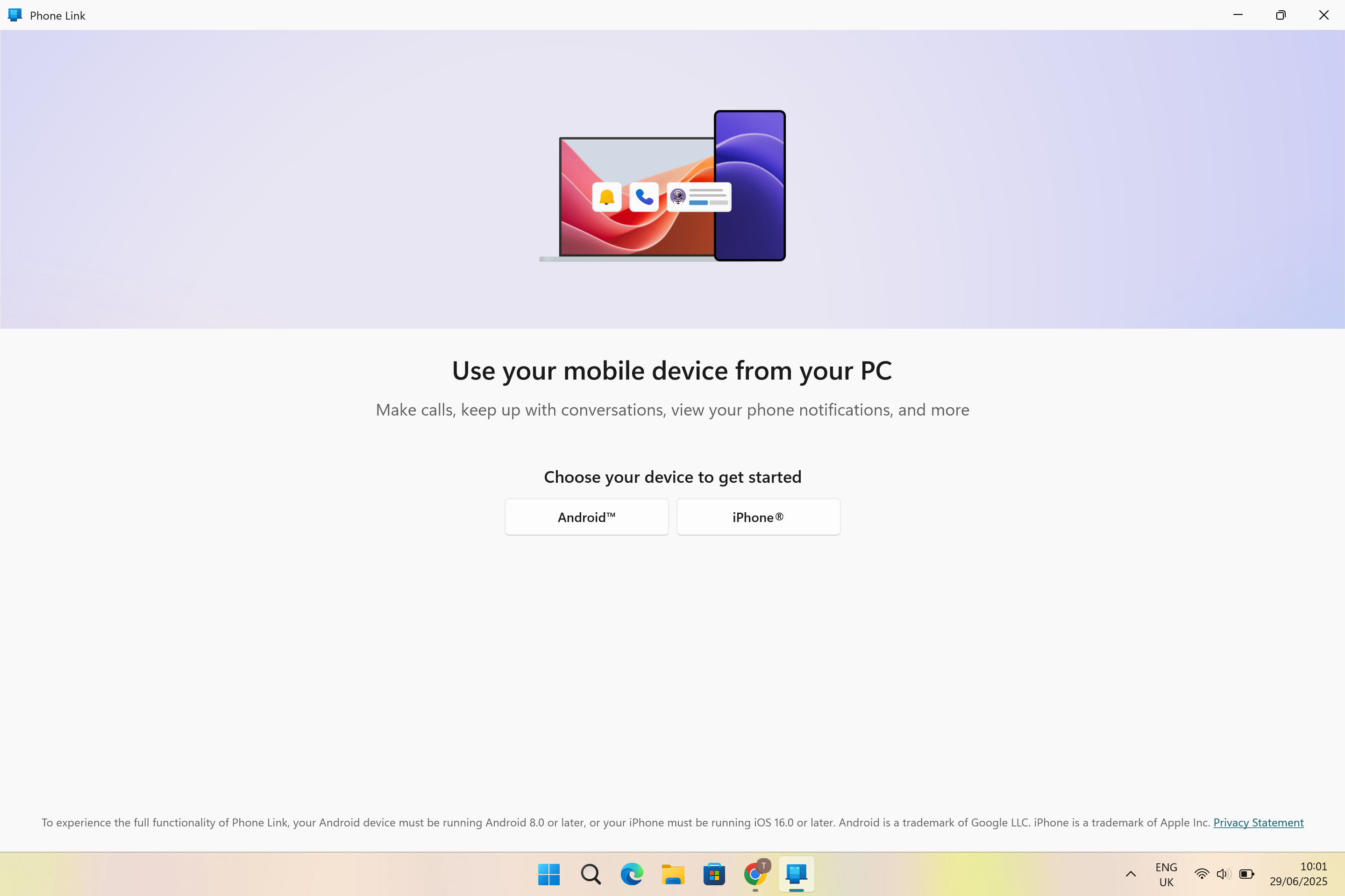 An Android user connecting his phone to a Windows PC