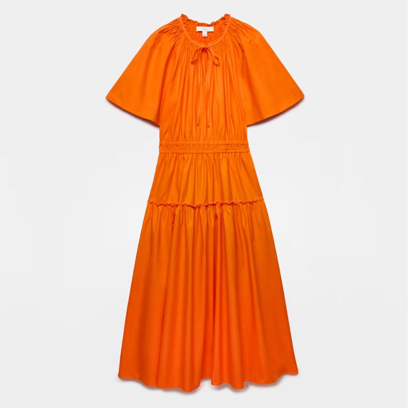 Orange midi dress