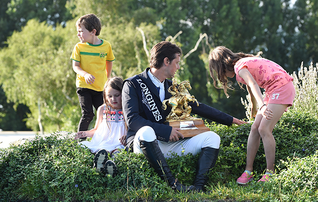 Billy Twomey celebrates his win with his family