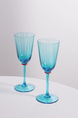 Set of Two Murano Glass Wine Glasses