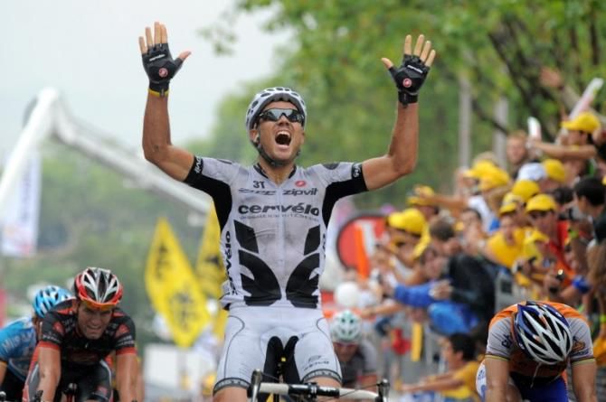 Thor Hushovd wins Cervelo's first Tour stage in Barcelona in 2009
