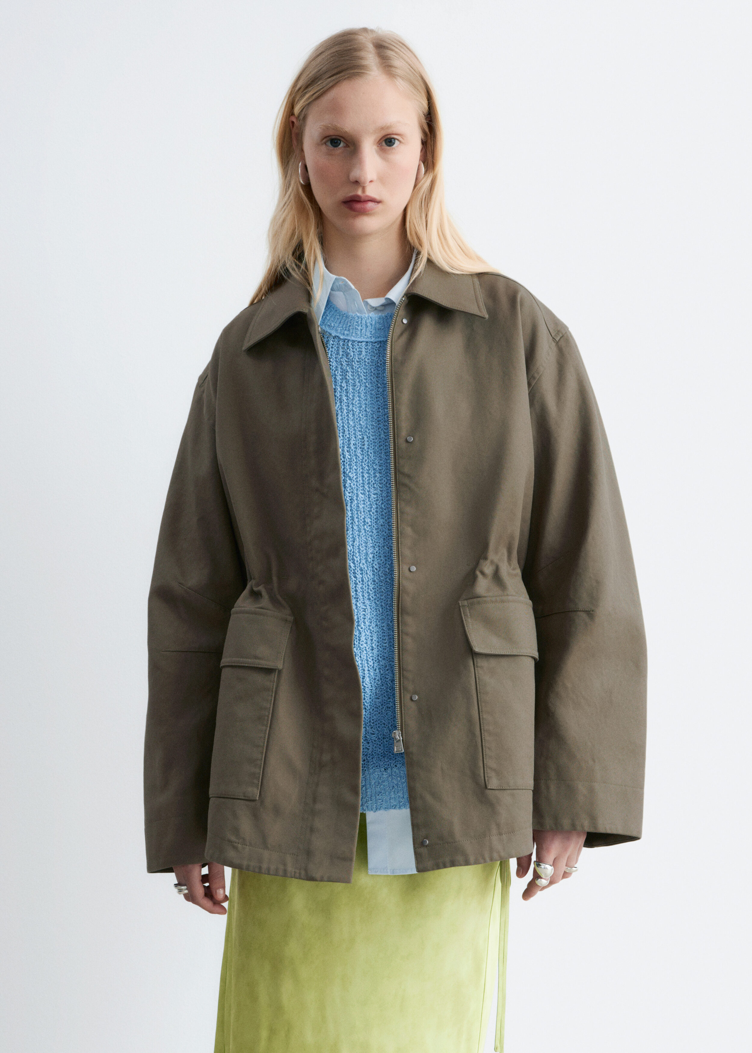 Oversized Drawstring Utility Jacket