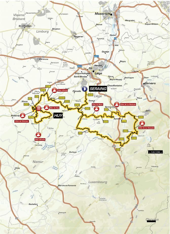2018 Fleche Wallonne map