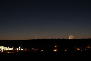 Moon, Comet Pan-STARRS and Church in Rio Rancho, NM