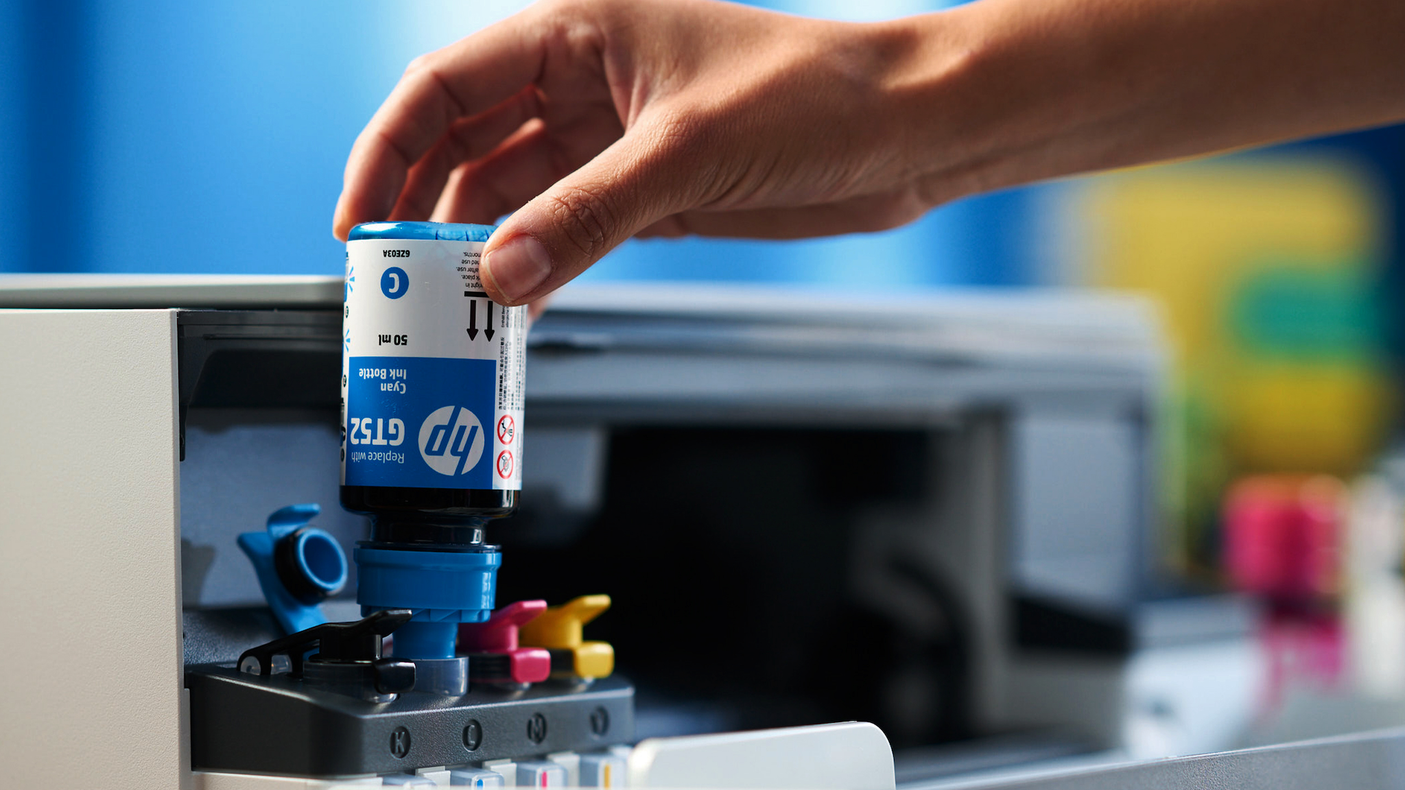HP Smart Tank printer being refilled