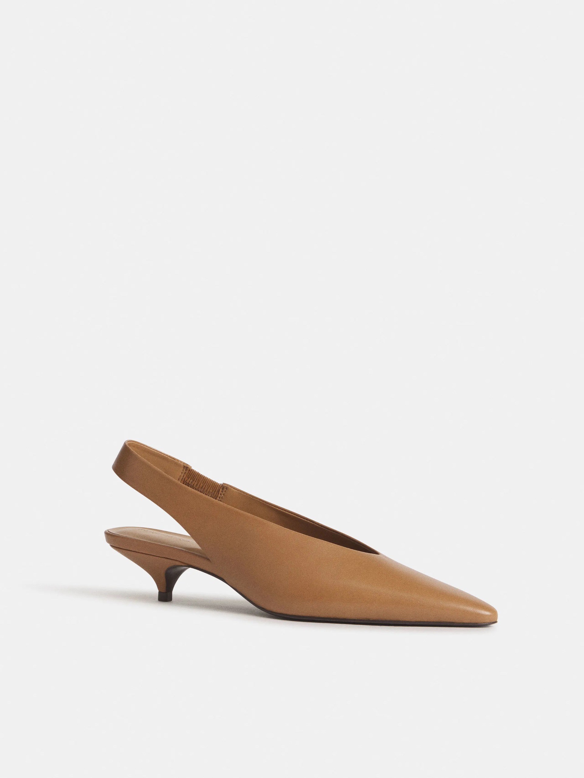 Reformation, Calista Slingback Heels in Sandstorm Leather