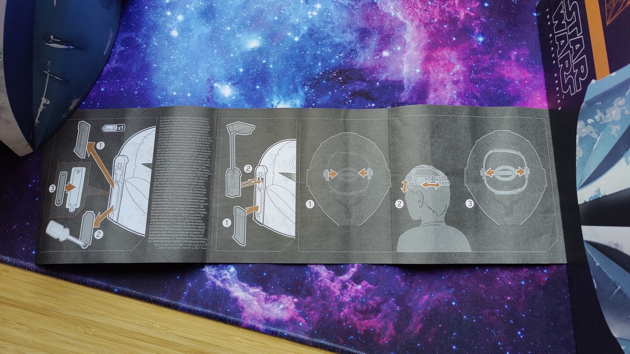 Bo-Katan Helmet instructions side 2 showing how to adjust the plastic inside the helmet to fit your head.