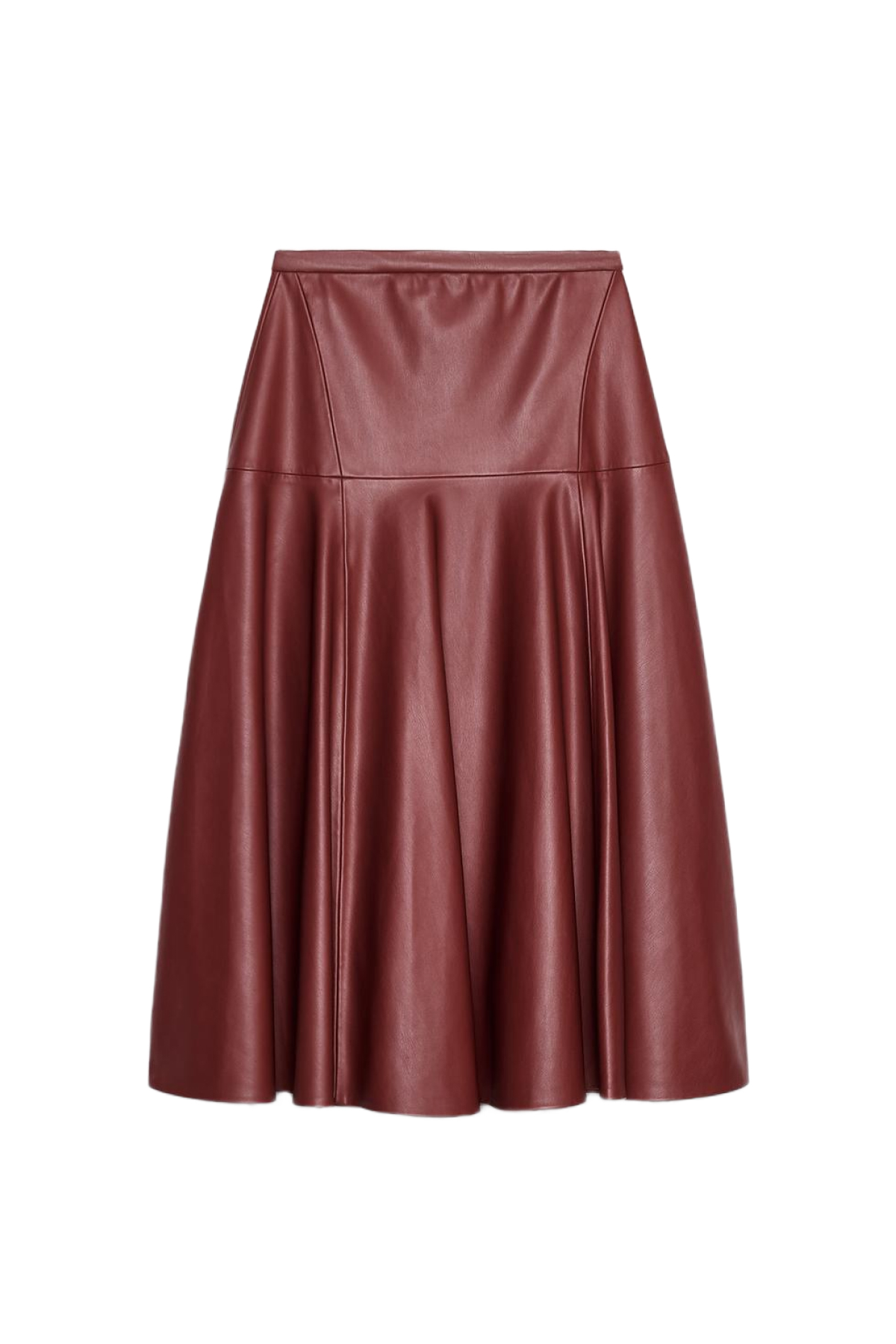 Zara Faux Leather Midi Skirt Zw Collection