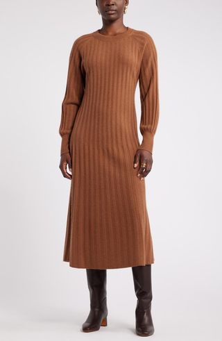 Long Sleeve Wool 
Cashmere Sweater Dress