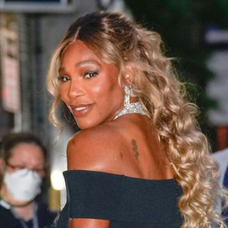 Serena Williams entering the Time100 Gala in a stella mccartney dress