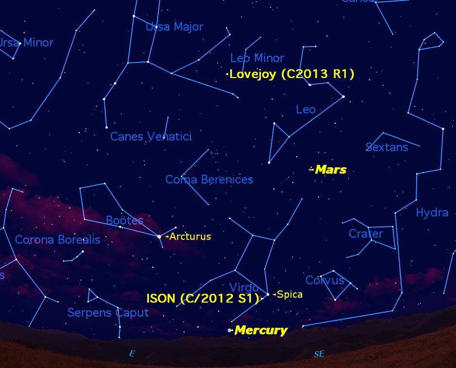 Spot Comet Lovejoy, Comet Ison And Mercury In Pre-dawn Sky This Week 