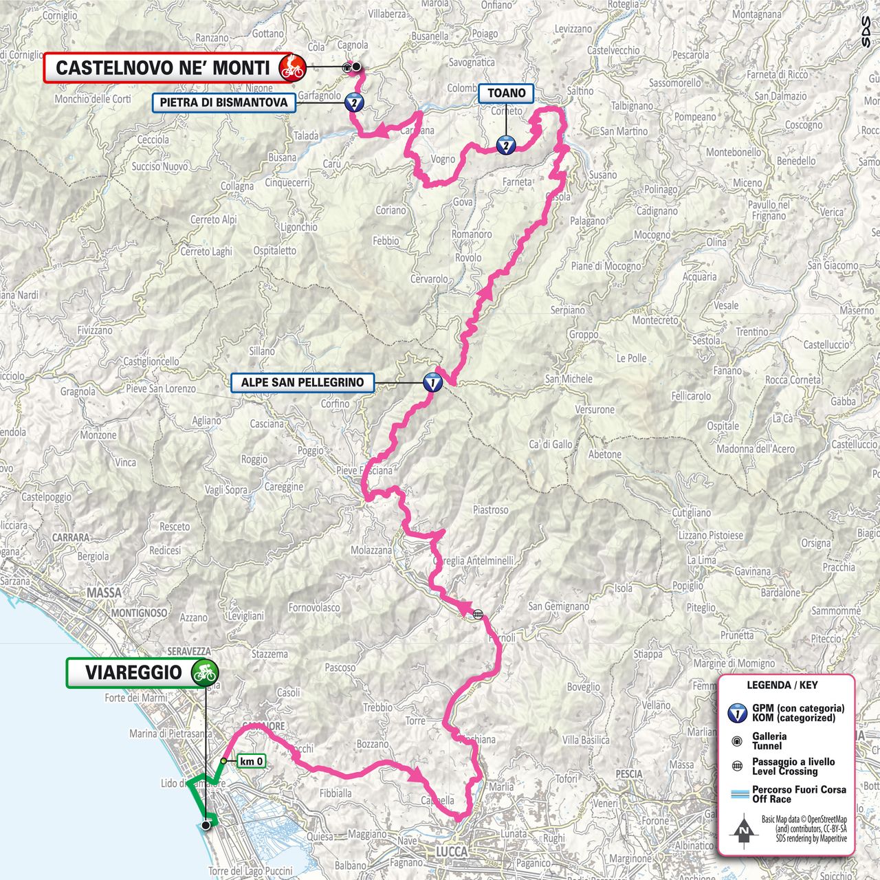 Stage 11 map for the 2025 Giro d'Italia