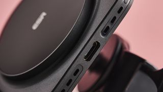 The image shows a close up of the base of the charging pad, focussing on the USB-C power port.