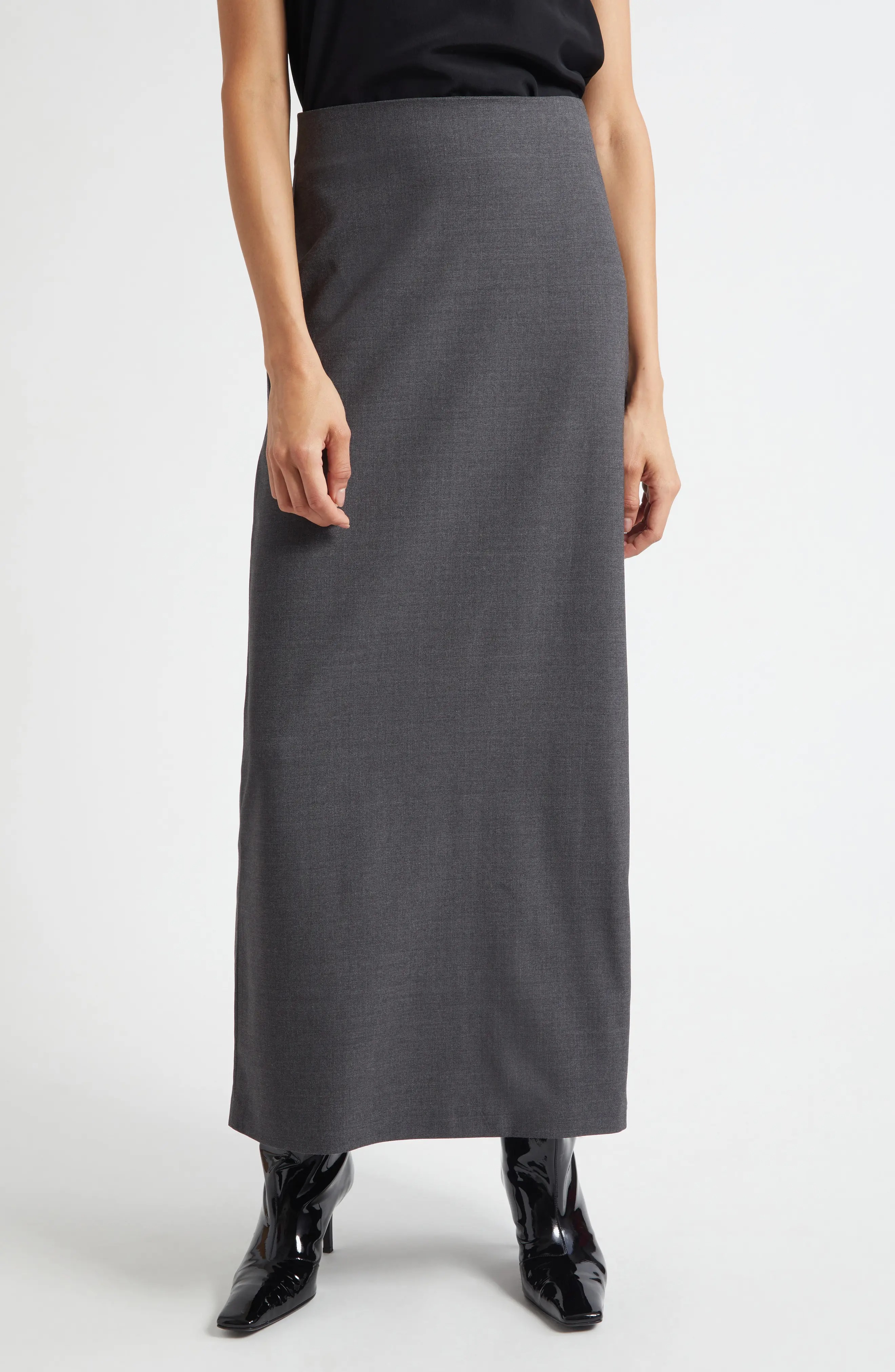 LOULOU DE SAISON, Samos Stretch Wool Grain De Poudre Pencil Skirt