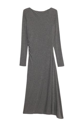 Wool-Blend Asymmetric Midi Dress