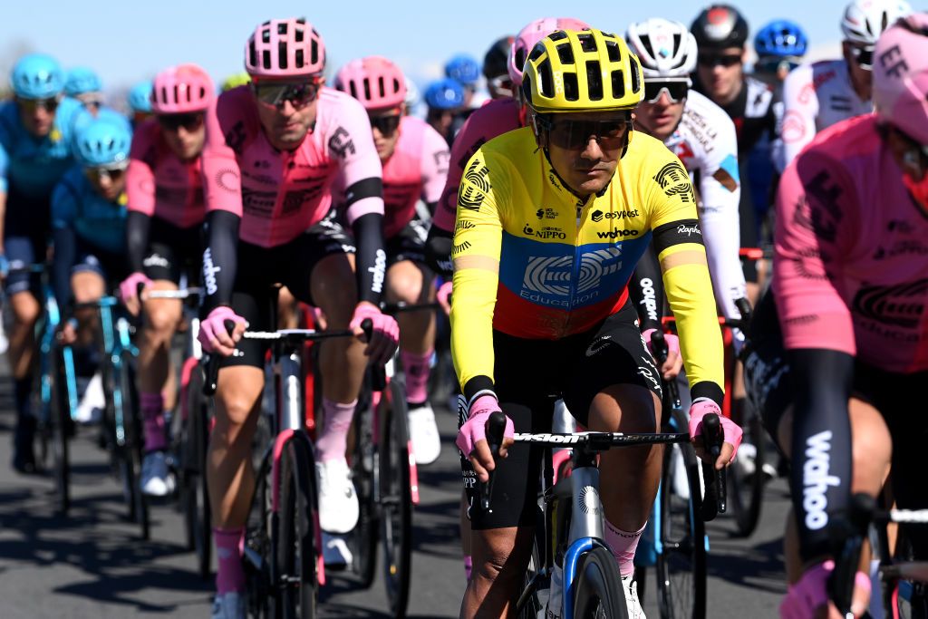 ORBASSANO ITALY MARCH 15 Richard Carapaz of Ecuador and Team EF EducationEasyPost competes during the 104th MilanoTorino 2023 a 192km one day race from Rho to Orbassano MilanoTorino on March 15 2023 in Orbassano Italy Photo by Tim de WaeleGetty Images
