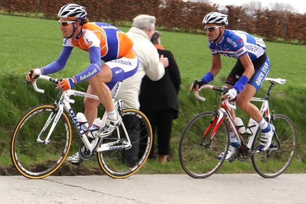 Maarten Tjalingii rides ahead of Kevin Hulsmans.