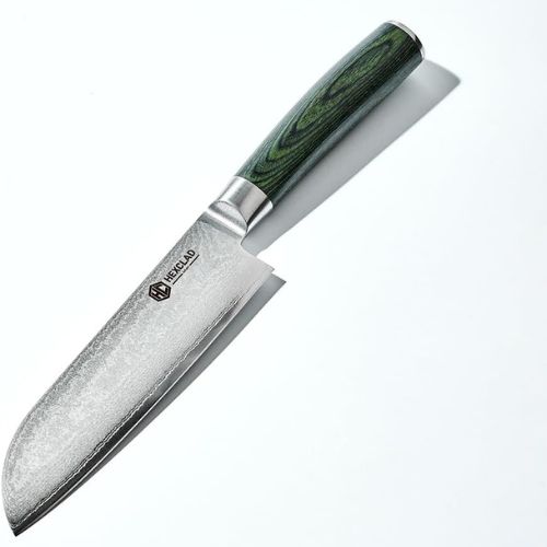 Japanese knife with stainless steel blade and black wooden handle