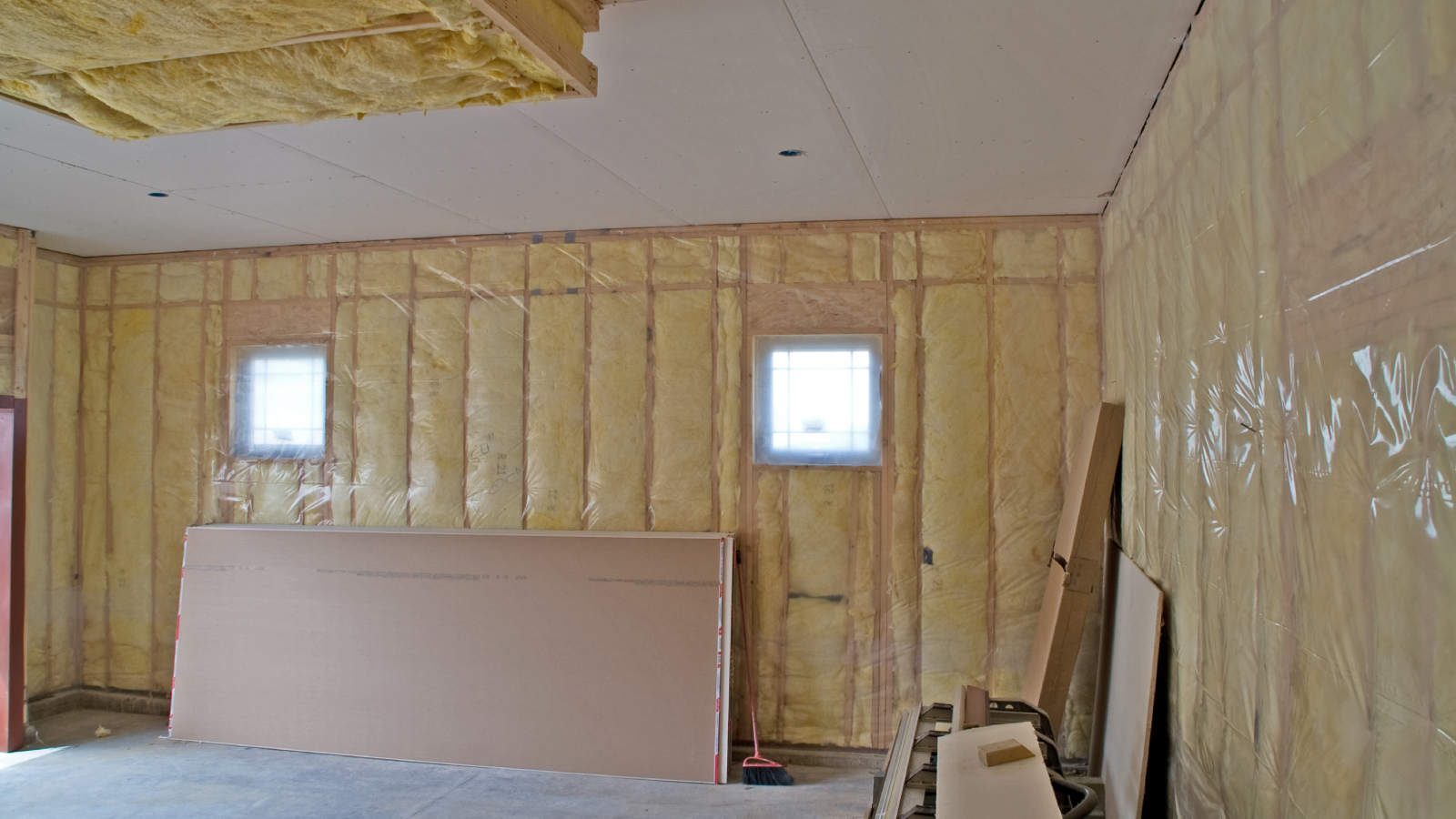 inside of garage being insulated