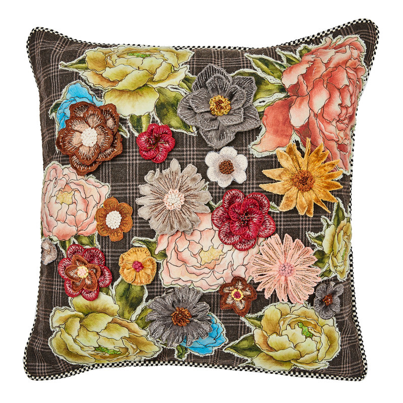 Mackenzie-Childs Field Study Embroidered Floral Throw Pillow | Wayfair