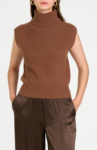 Kai Rib Cap Sleeve Turtleneck Sweater