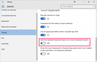 windows10 devices typing standard