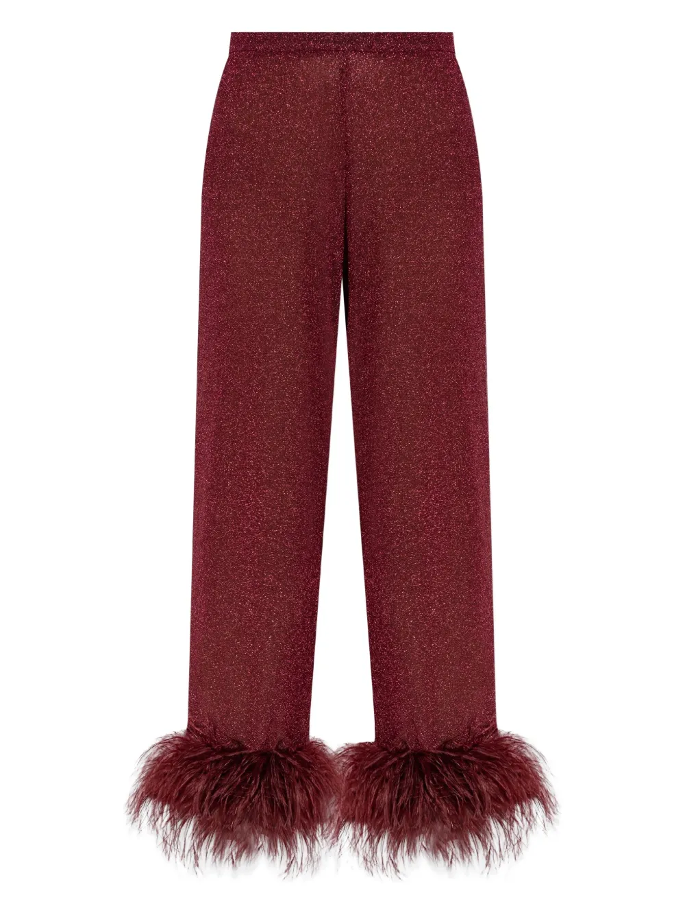 Oséree Plumage Feather-Trim Trousers | S
