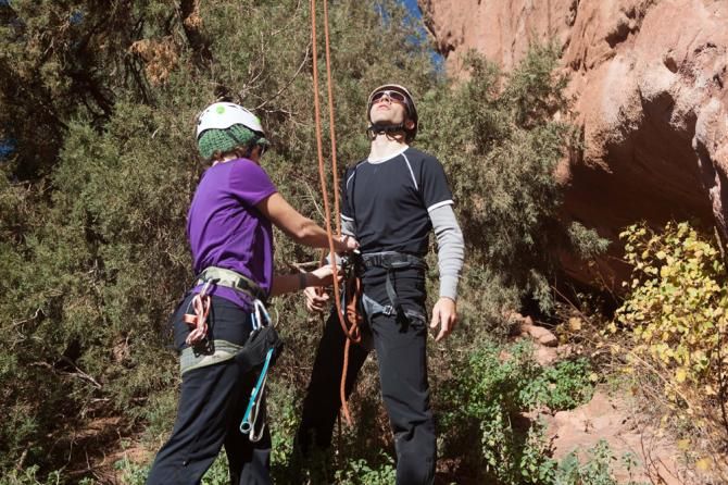 That wasn't so bad...Time to remove the rappelling gear after a successful exercise