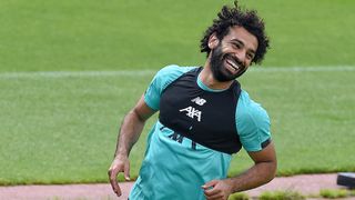 Mohamed Salah trains on July 20 with Liverpool FC.