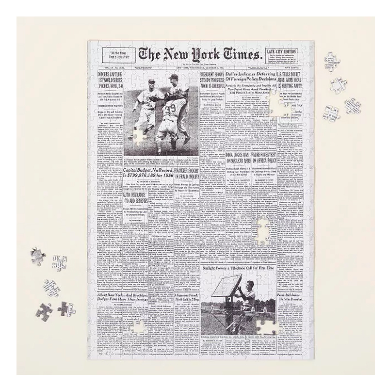 This New York Times front page puzzle is a great 50th birthday gift idea for the guy who loves puzzles
