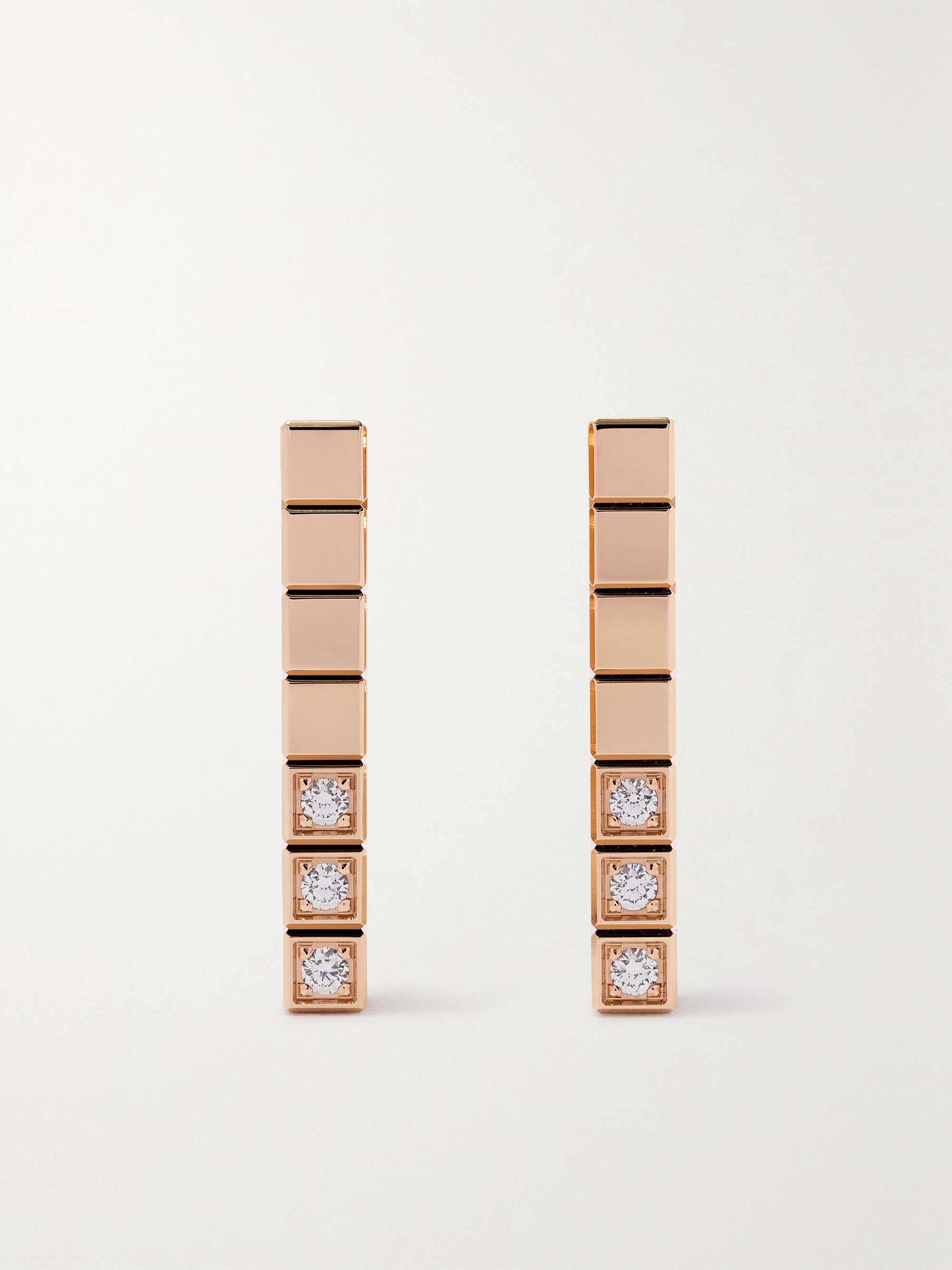 Ice Cube Pure 18-Karat Rose Gold Diamond Earrings