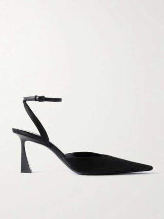 SAINT LAURENT Aimee Leather-Trimmed Satin Pumps