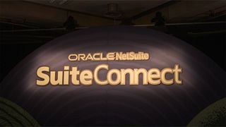 NetSuite branding pictured at the company's 'SuiteConnect' conference in Westminster, London, England. 